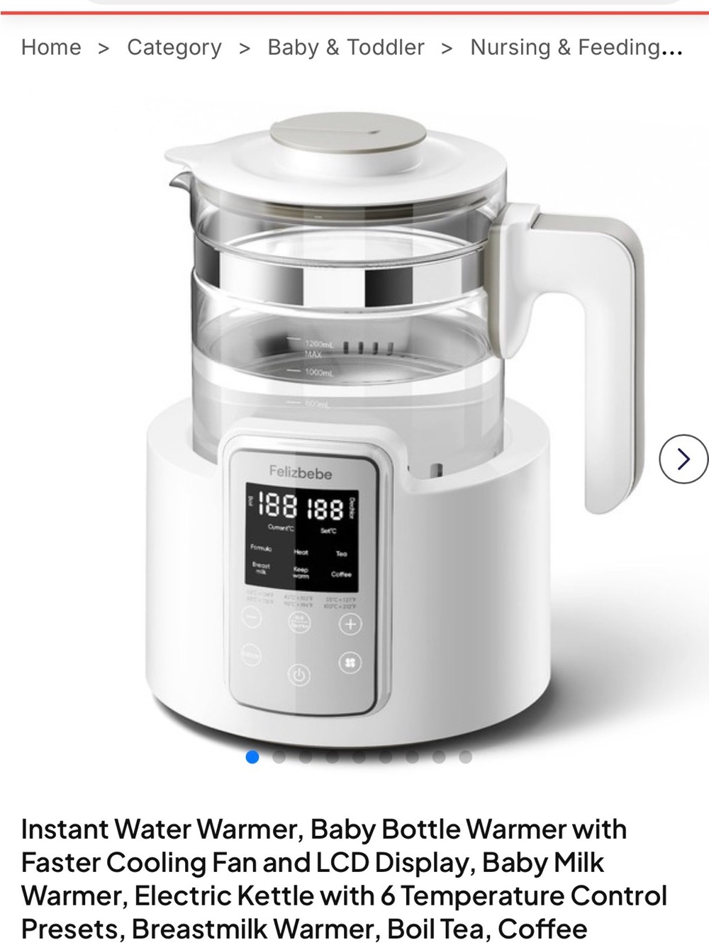 White Electric Baby Bottle & Water Warmer with LCD Display